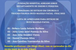 Lista dos aprovados para o curso do Programa de Estágio em Cirurgia e Traumatologia Bucomaxilofacial – 2022 da Fundação Hospital Adriano Jorge – FHAJ