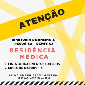 Imagem da notícia - Matrícula Residência Médica 2019 – Documentos e Ficha.